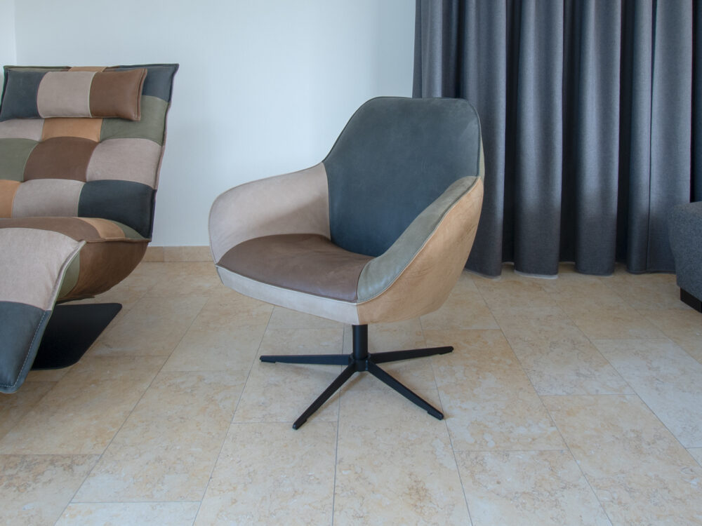 Patchwork draaifauteuil Hugo Laag - Afbeelding 2