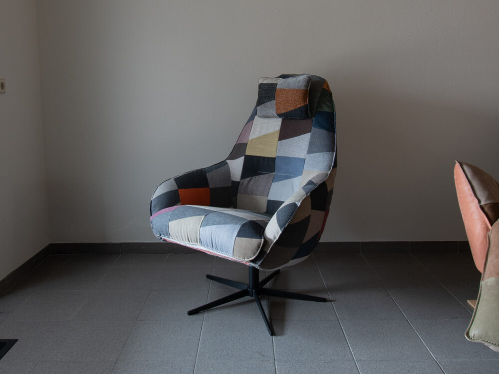 Patchwork draaifauteuil Ilona Hoog stof - Afbeelding 2
