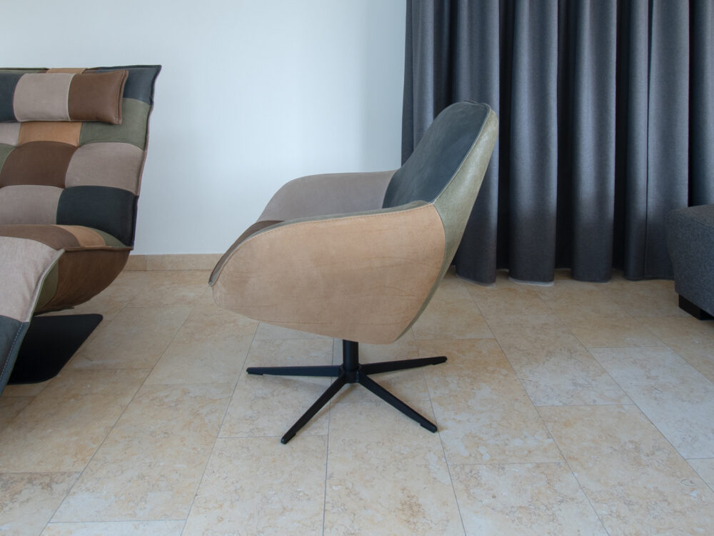 Patchwork draaifauteuil Hugo Laag - Afbeelding 3