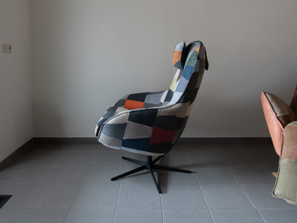 Patchwork draaifauteuil Ilona Hoog stof - Afbeelding 3