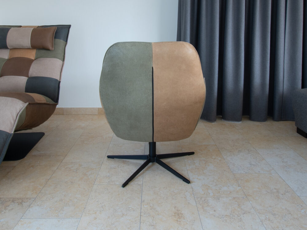 Patchwork draaifauteuil Hugo Laag - Afbeelding 4