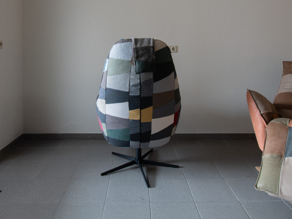Patchwork draaifauteuil Ilona Hoog stof - Afbeelding 4