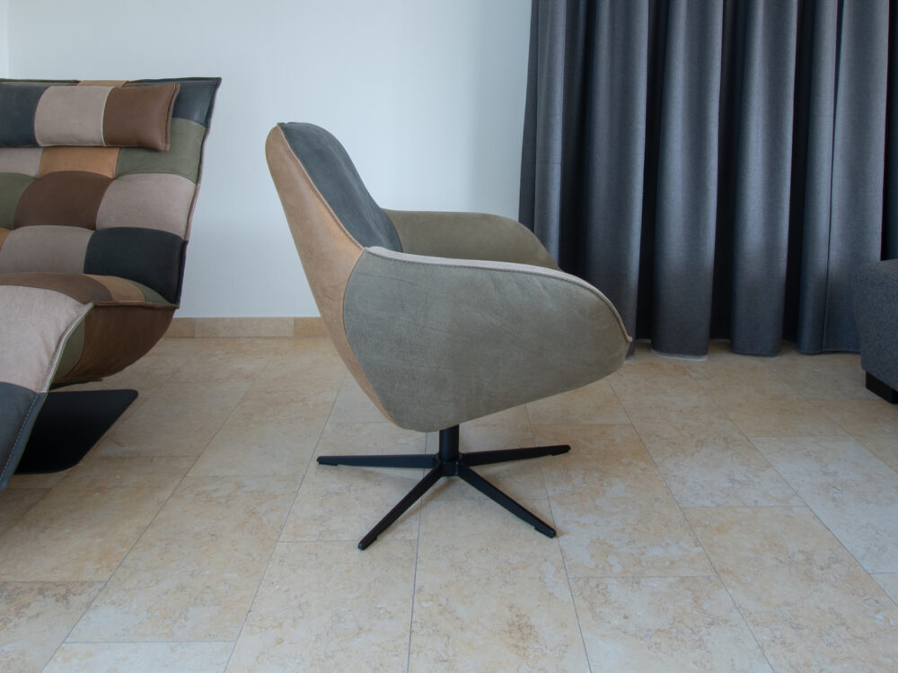 Patchwork draaifauteuil Hugo Laag - Afbeelding 5