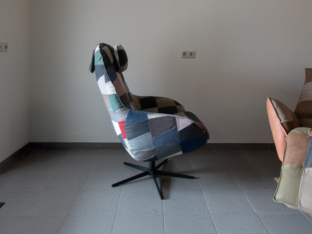 Patchwork draaifauteuil Ilona Hoog stof - Afbeelding 5