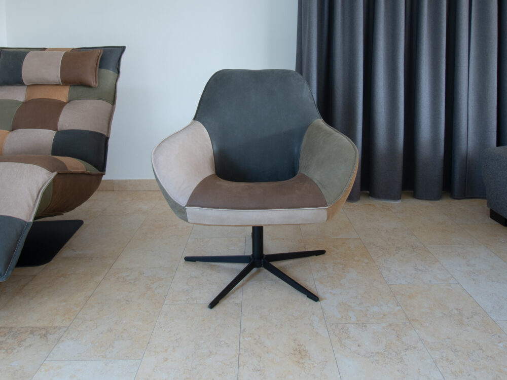 Patchwork draaifauteuil Hugo Laag - Afbeelding 6