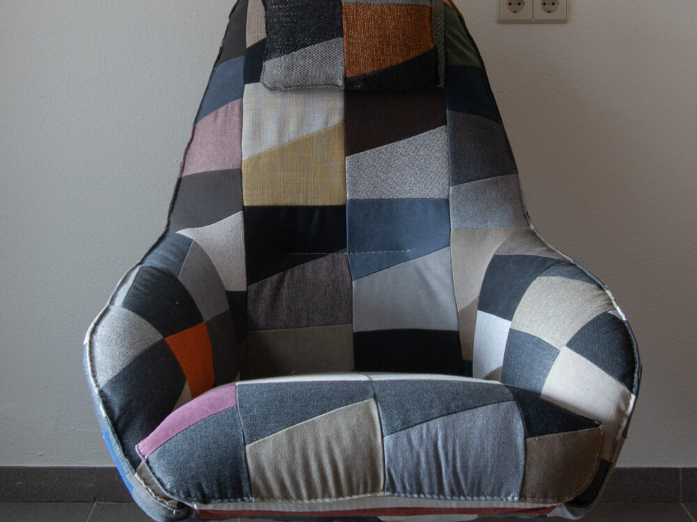 Patchwork draaifauteuil Ilona Hoog stof - Afbeelding 7
