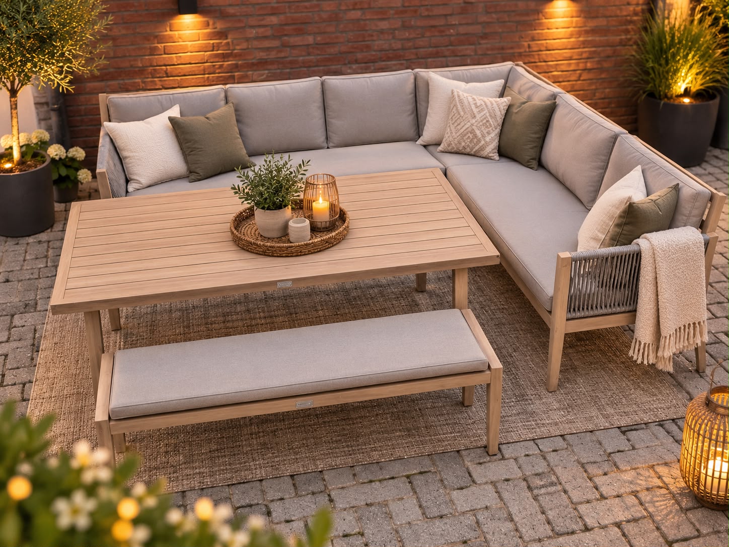Garden Impressions low dining loungeset Rondo 6 delig Teak ACTIE! - Afbeelding 2