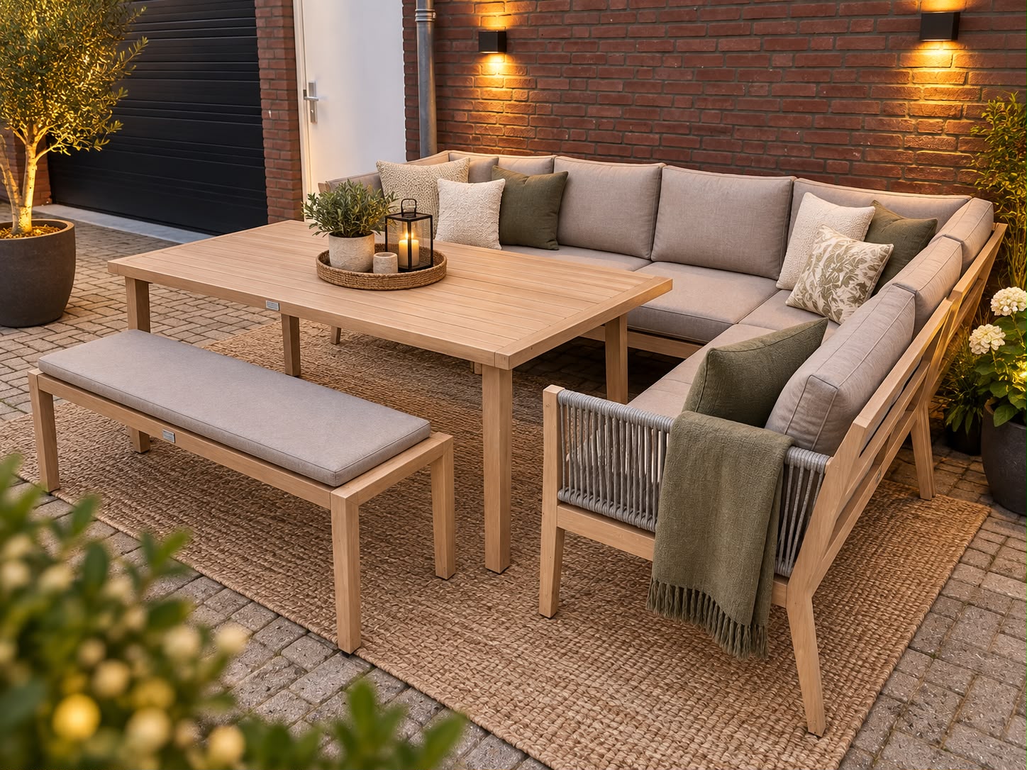Garden Impressions low dining loungeset Rondo 6 delig Teak ACTIE!